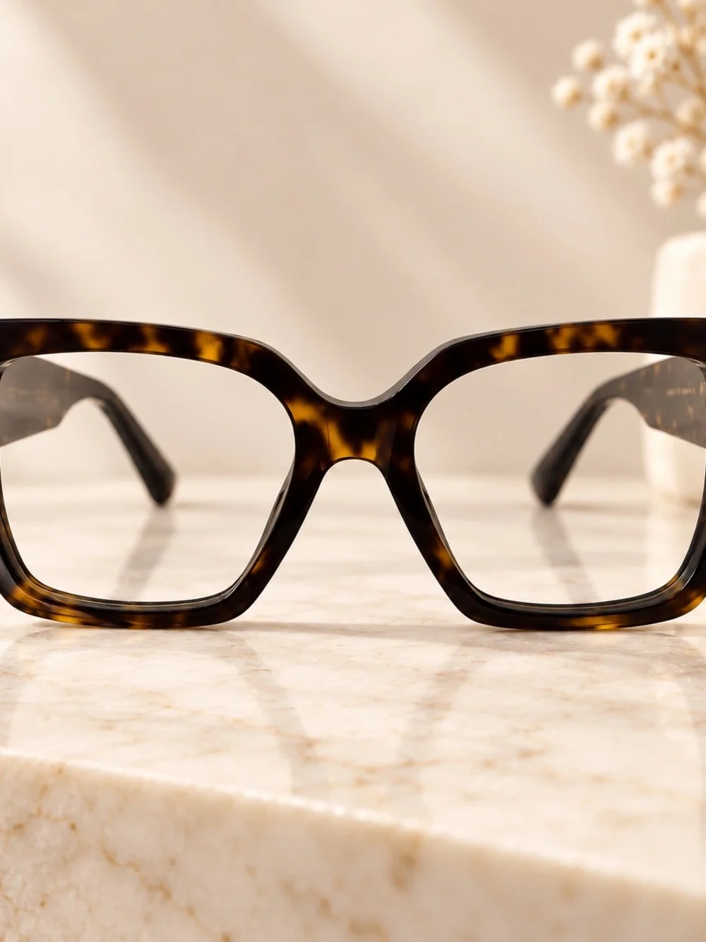 Gucci Tortoiseshell Square Frame Glasses with Gold Logo